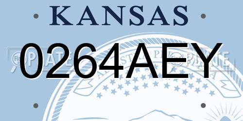0264AEY Kansas License Plate
