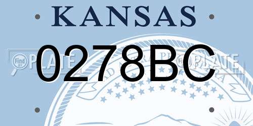 0278BC Kansas License Plate