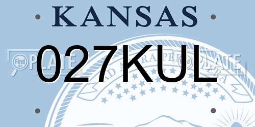 027KUL Kansas License Plate