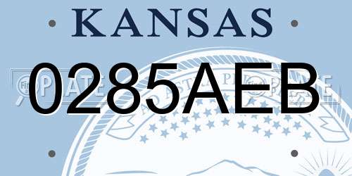0285AEB Kansas License Plate