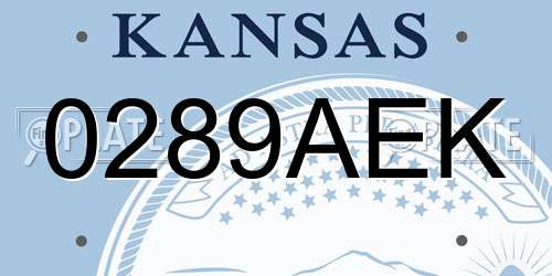 0289AEK Kansas License Plate