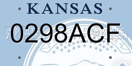 0298ACF Kansas License Plate