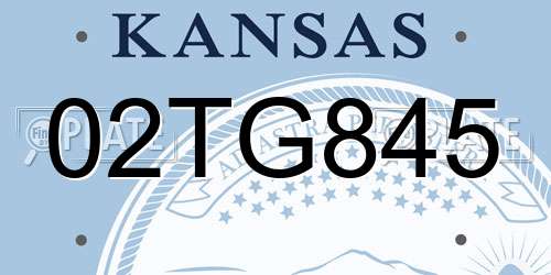 02TG845 Kansas License Plate