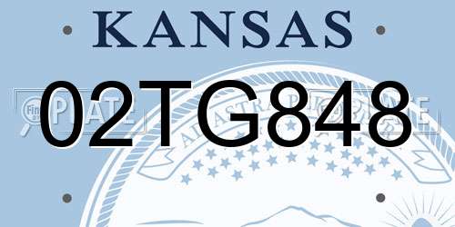 02TG848 Kansas License Plate
