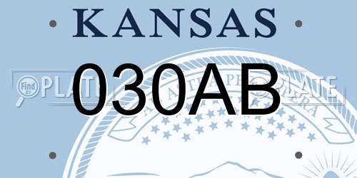 030AB Kansas License Plate