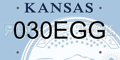 030EGG Kansas License Plate