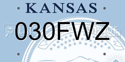030FWZ Kansas License Plate