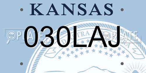 030LAJ Kansas License Plate
