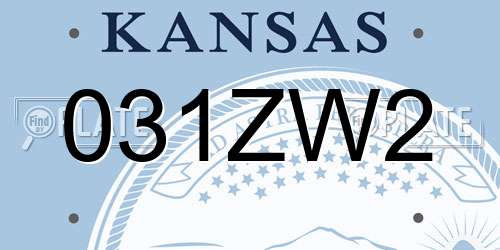 031ZW2 Kansas License Plate