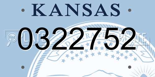 0322752 Kansas License Plate