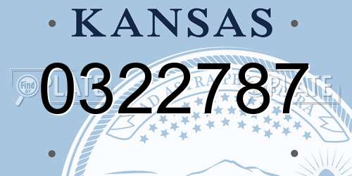 0322787 Kansas License Plate