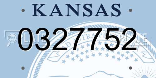 0327752 Kansas License Plate