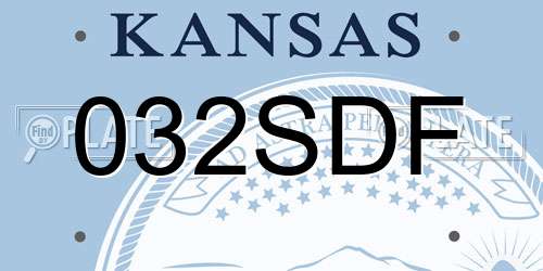 032SDF Kansas License Plate