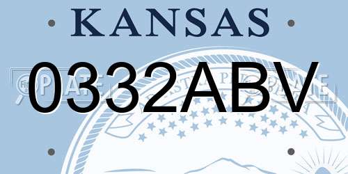 0332ABV Kansas License Plate