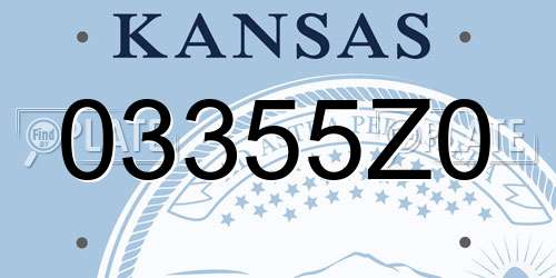 03355Z0 Kansas License Plate