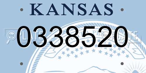 0338520 Kansas License Plate