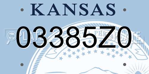 03385Z0 Kansas License Plate