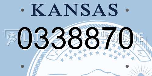 0338870 Kansas License Plate