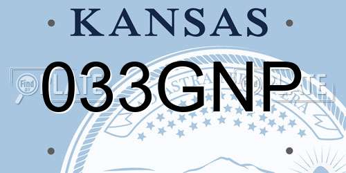 033GNP Kansas License Plate