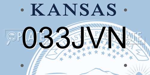 033JVN Kansas License Plate
