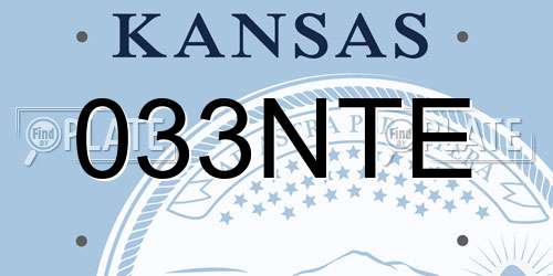 033NTE Kansas License Plate