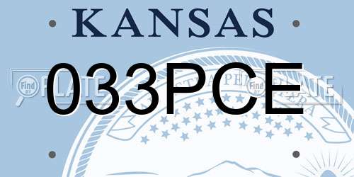033PCE Kansas License Plate