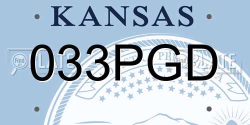 033PGD Kansas License Plate