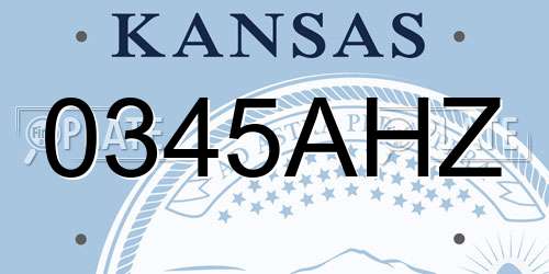 0345AHZ Kansas License Plate