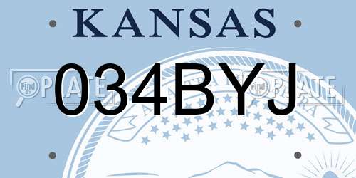 034BYJ Kansas License Plate