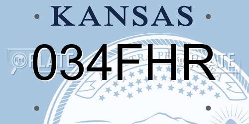 034FHR Kansas License Plate