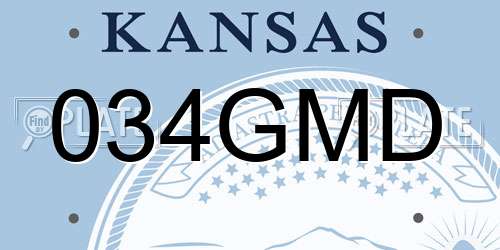 034GMD Kansas License Plate
