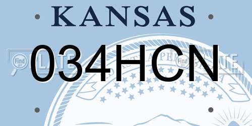 034HCN Kansas License Plate