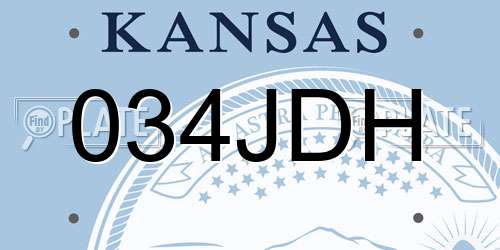 034JDH Kansas License Plate