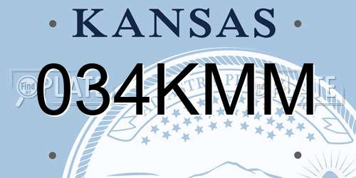 034KMM Kansas License Plate