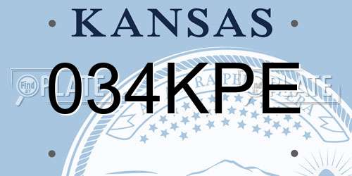 034KPE Kansas License Plate