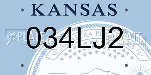 034LJ2 Kansas License Plate