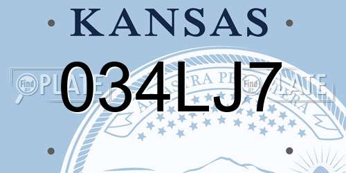 034LJ7 Kansas License Plate