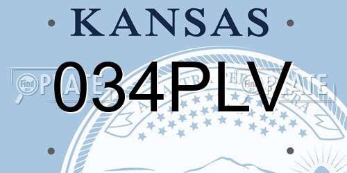 034PLV Kansas License Plate