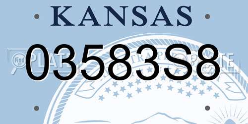 03583S8 Kansas License Plate