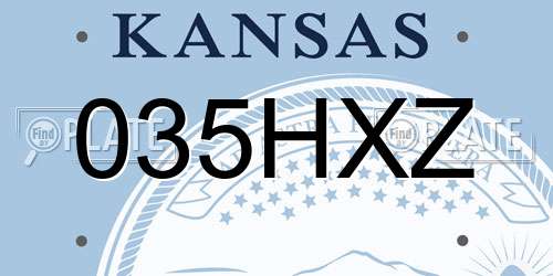 035HXZ Kansas License Plate