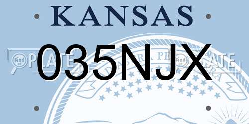 035NJX Kansas License Plate