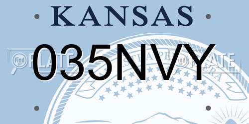 035NVY Kansas License Plate