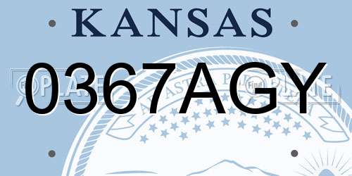 0367AGY Kansas License Plate