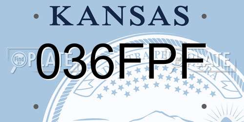 036FPF Kansas License Plate