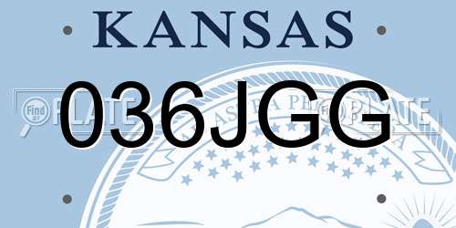 036JGG Kansas License Plate