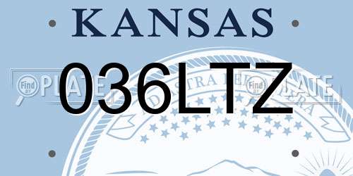 036LTZ Kansas License Plate