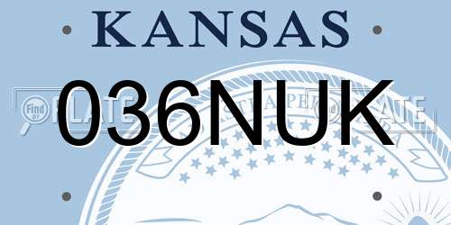 036NUK Kansas License Plate
