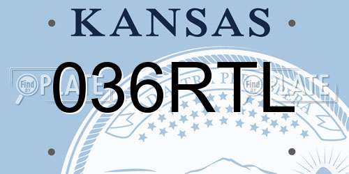 036RTL Kansas License Plate