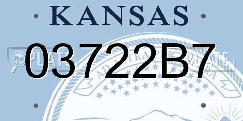03722B7 Kansas License Plate