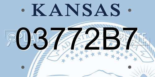 03772B7 Kansas License Plate